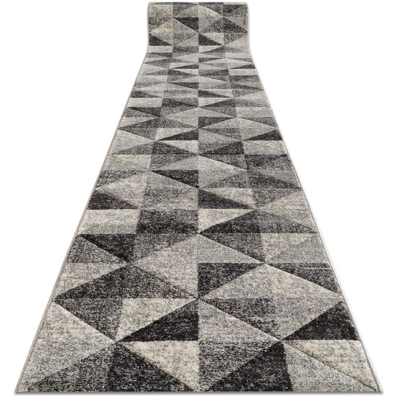 

Rugsx - Alfombra de pasillo FEEL 5672/16811 Triángulos gris/antracita/crema 100 cm Tonos de gris y plata 100x1100 cm