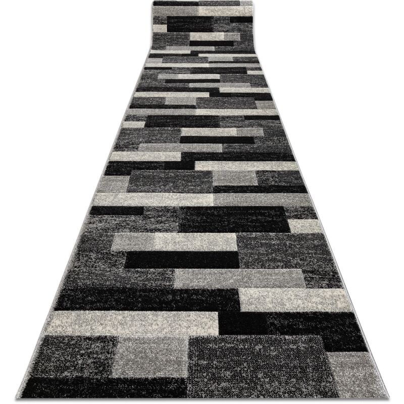 

Rugsx - Alfombra de pasillo FEEL 5756/16811 Rectángulos gris 100 cm Tonos de gris y plata 100x190 cm