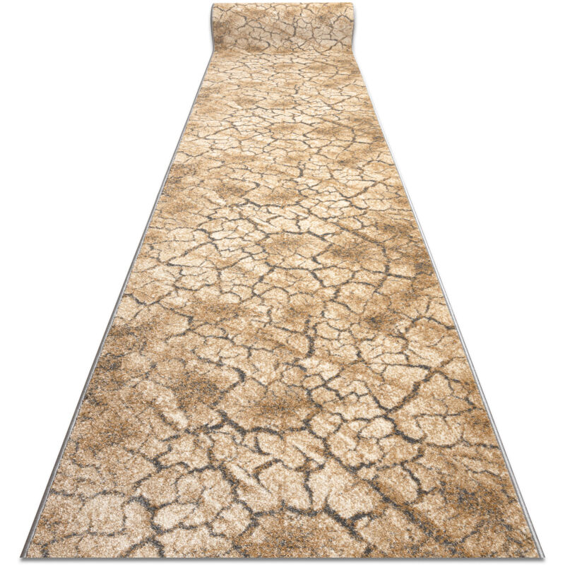 Alfombra de pasillo KARMEL Terra suelo agrietado - caramelo gris 100 cm beige 100x390 cm