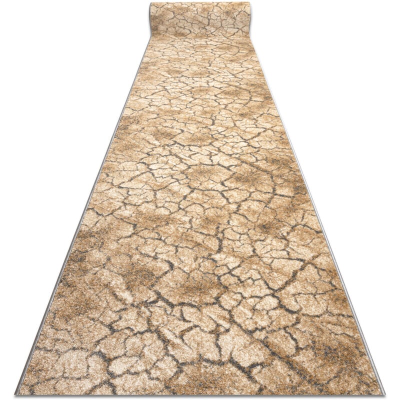 Alfombra de pasillo KARMEL Terra suelo agrietado - caramelo gris 100 cm beige 100x140 cm