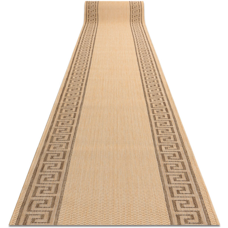 Alfombra de pasillo SIZAL FLOORLUX modelo 20014 color maíz/color café 100 cm beige 100x450 cm