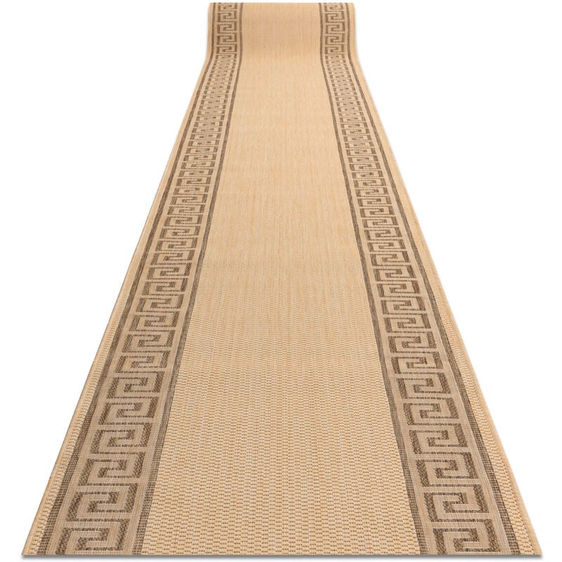 Alfombra de pasillo SIZAL FLOORLUX modelo 20014 color maíz/color café 100 cm beige 100x410 cm