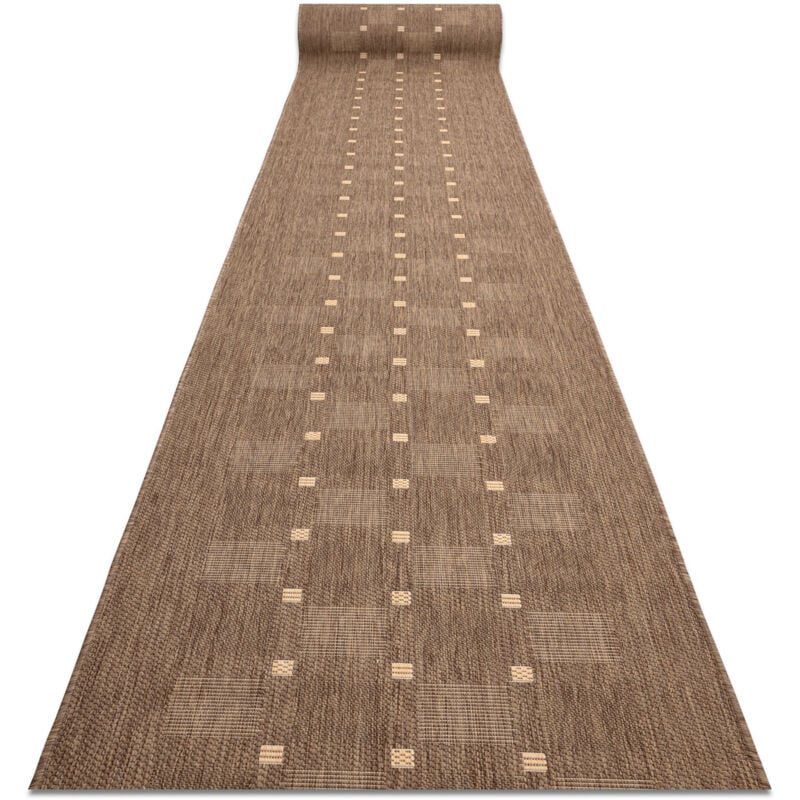 Alfombra de pasillo SIZAL FLOORLUX modelo 20079 color café/color maíz 100 cm beige 100x410 cm