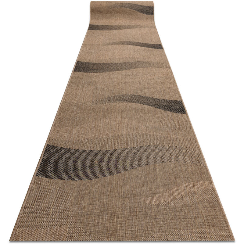 Alfombra de pasillo SIZAL FLOORLUX modelo 20212 color café/negro 100 cm beige 100x290 cm