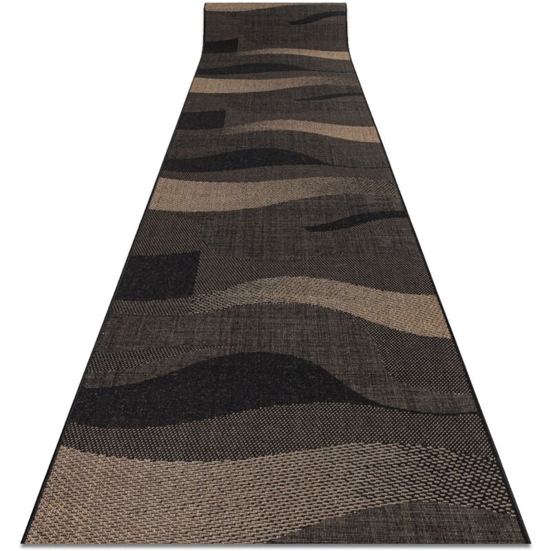 Alfombra de pasillo SIZAL FLOORLUX modelo 20212 negro/ color café 100 cm beige 100x500 cm