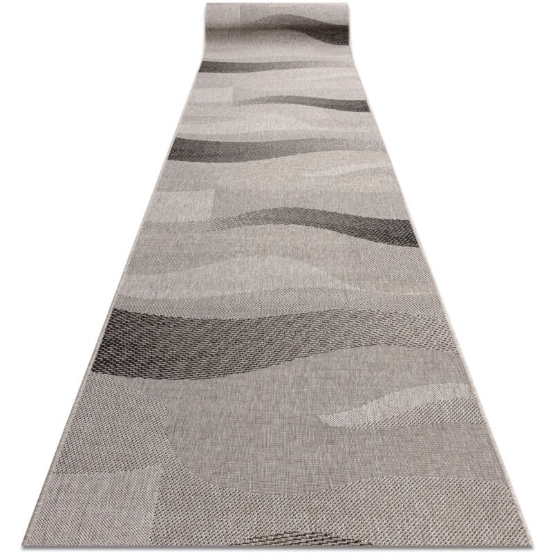 Alfombra de pasillo SIZAL FLOORLUX modelo 20212 plateado/negro 100 cm beige 100x420 cm