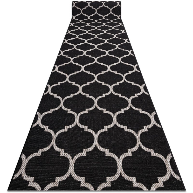 Rugsx - Alfombra de pasillo sizal floorlux modelo 20608 Espaldera marroquí negro / plateado 100 cm black 100x340 cm