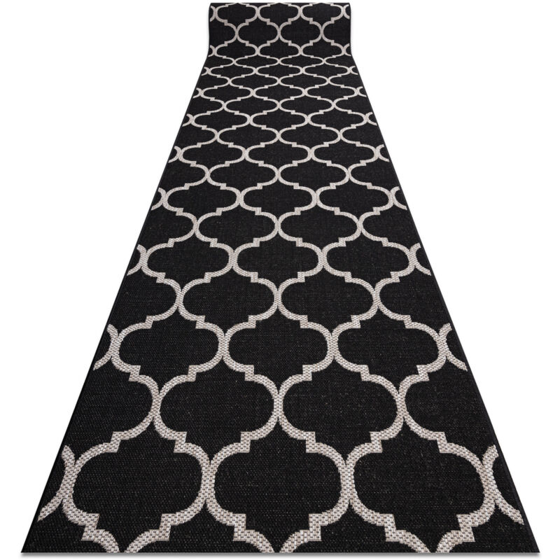 Rugsx - Alfombra de pasillo sizal floorlux modelo 20608 Espaldera marroquí negro / plateado 120 cm black 120x500 cm