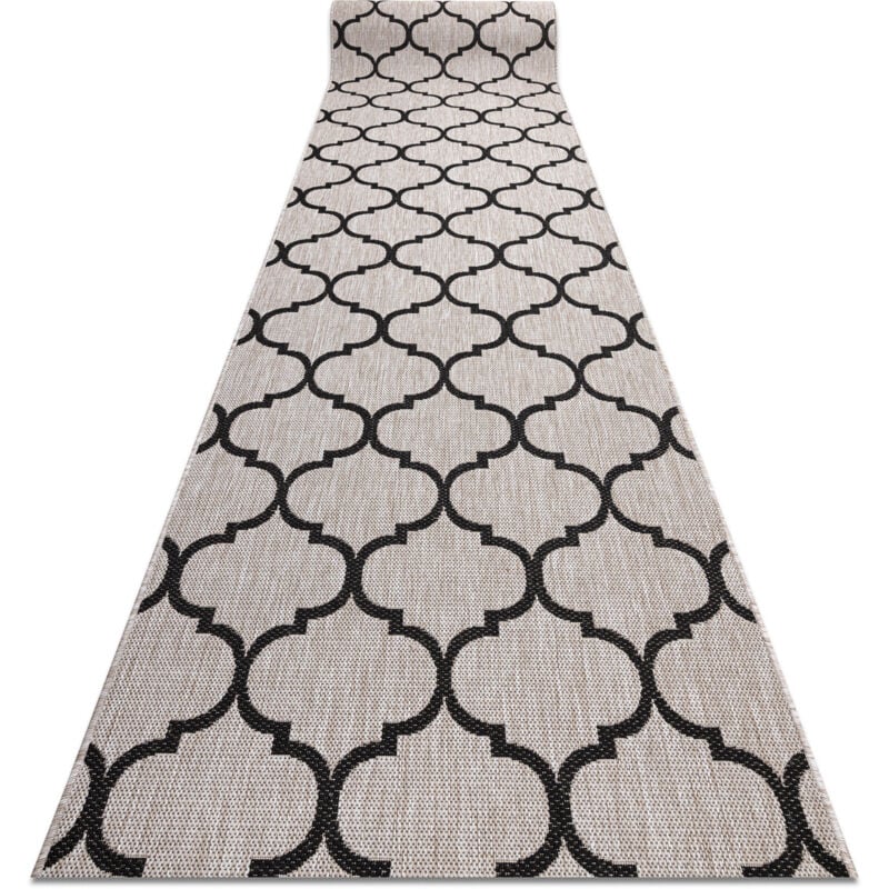 Rugsx - Alfombra de pasillo sizal floorlux modelo 20608 Espaldera marroquí plateado / negro 100 cm beige 100x200 cm