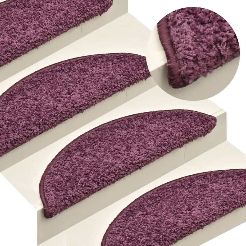 

Alfombra de peldaño de escalera 15 uds morado oscuro 65x21x4 cm