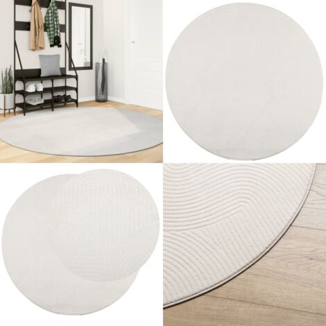 Alfombra de pelo corto look escandinavo IZA crema Ø 200 cm - Diseño escandinavo - Alfombra crema