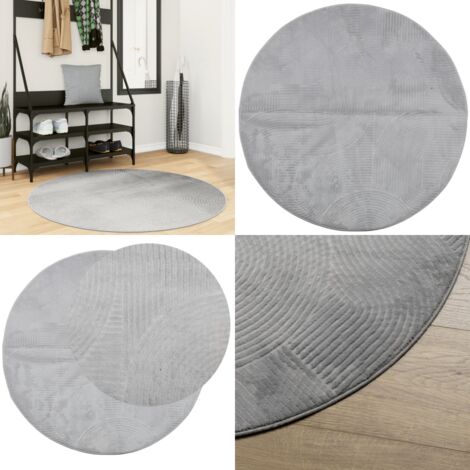 Alfombra de pelo corto look escandinavo IZA gris Ø 120 cm - Diseño escandinavo - Alfombra gris