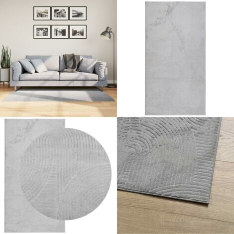 Alfombra de pelo corto look escandinavo IZA gris 80x150 cm - Diseño escandinavo - Alfombra 3D