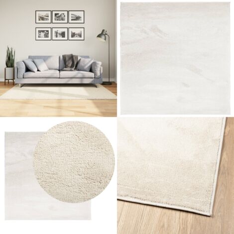 Alfombra de pelo corto OVIEDO beige 120x120 cm - Alfombra de peluche - Alfombra para salas de estar