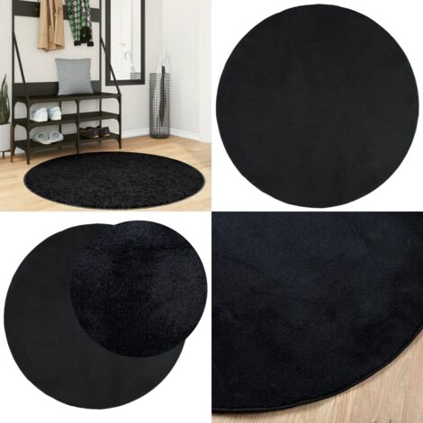 Alfombra de pelo corto OVIEDO negro Ø 120 cm - Alfombra de pelo corto - Alfombra de pelo negro