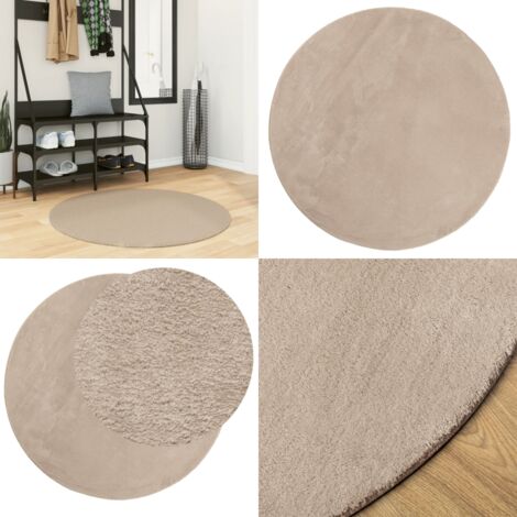 Alfombra de pelo corto suave lavable HUARTE arena Ø 100 cm - Alfombra suave - Alfombra lavable