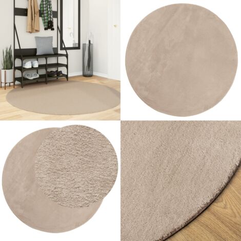 Alfombra de pelo corto suave lavable HUARTE arena Ø 160 cm - Alfombra suave - Alfombra lavable