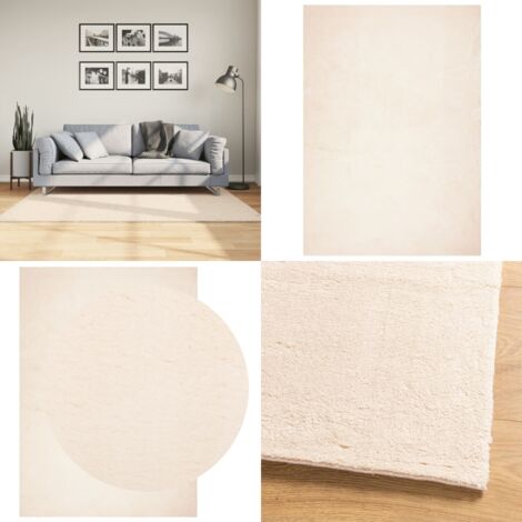 Alfombra de pelo corto suave lavable HUARTE beige 120x170 cm - Alfombra suave - Alfombra lavable
