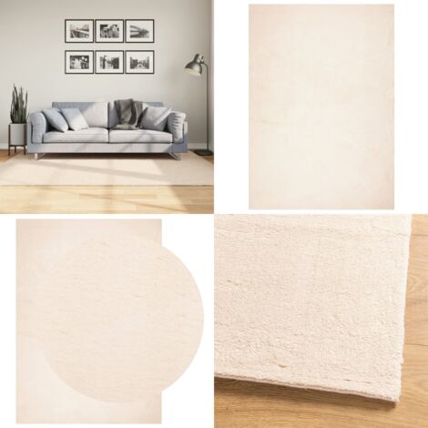 Alfombra de pelo corto suave lavable HUARTE beige 140x200 cm - Alfombra suave - Alfombra lavable
