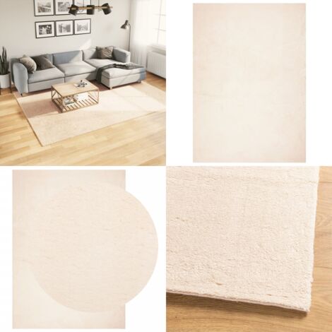 Alfombra de pelo corto suave lavable HUARTE beige 200x280 cm - Alfombra suave - Alfombra lavable