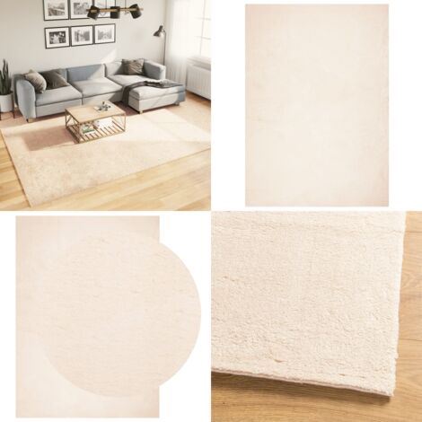 Alfombra de pelo corto suave lavable HUARTE beige 240x340 cm - Alfombra suave - Alfombra lavable