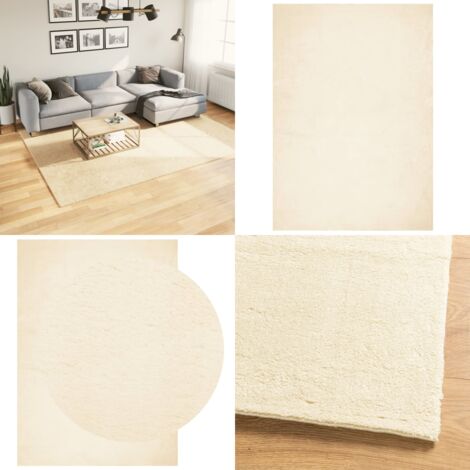 Alfombra de pelo corto suave lavable HUARTE crema 200x280 cm - Alfombra lavable - Alfombra suave