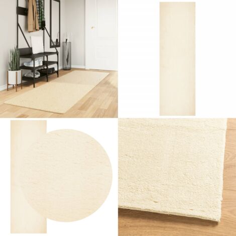 Alfombra de pelo corto suave lavable HUARTE crema 80x250 cm - Alfombra lavable - Alfombra suave