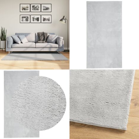 Alfombra de pelo corto suave lavable HUARTE gris 80x150 cm - Alfombra suave - Alfombra lavable