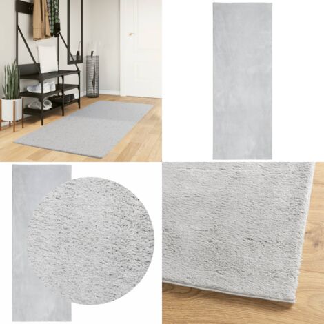 Alfombra de pelo corto suave lavable HUARTE gris 80x200 cm - Alfombra suave - Alfombra lavable