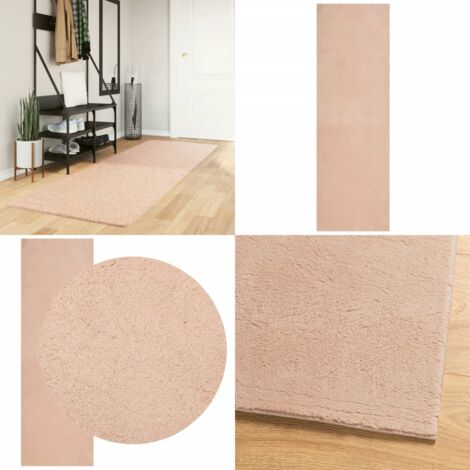 Alfombra de pelo corto suave lavable HUARTE rosado 80x250 cm - Alfombra lavable - Alfombra suave