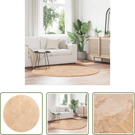 Alfombra de pelo largo -  Alfombra peluda de pelo largo NAVARRA beige 160x160cm poliéster