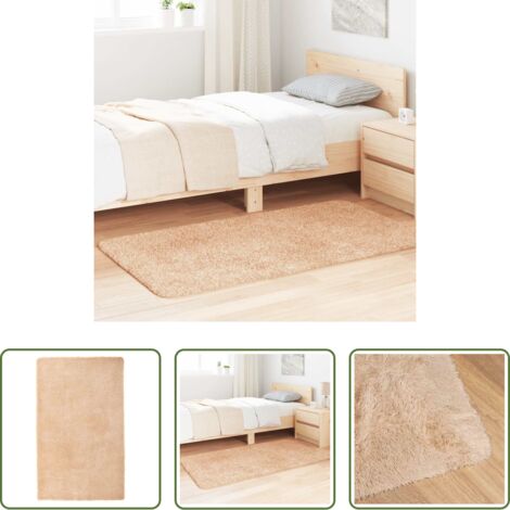 Alfombra de pelo largo -  Alfombra peluda de pelo largo NAVARRA beige 80x150 cm Poliéster