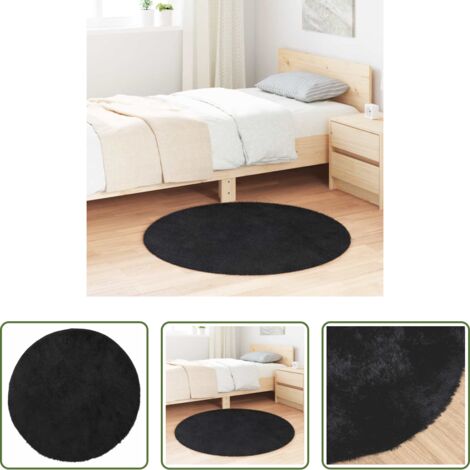 Alfombra de pelo largo -  Alfombra peluda de pelo largo NAVARRA negra 100x100cm poliéster