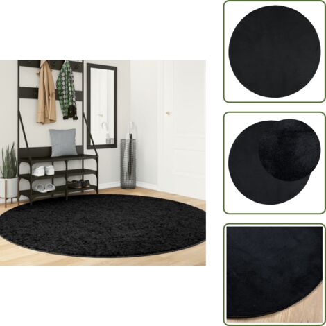 Alfombra de pelo para salón - vidaXL Alfombra de pelo corto OVIEDO negro Ø 200 cm - Alfombra de pelo para dormitorio