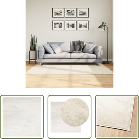 Alfombra de peluche -  Alfombra de pelo corto OVIEDO beige 120x120 cm