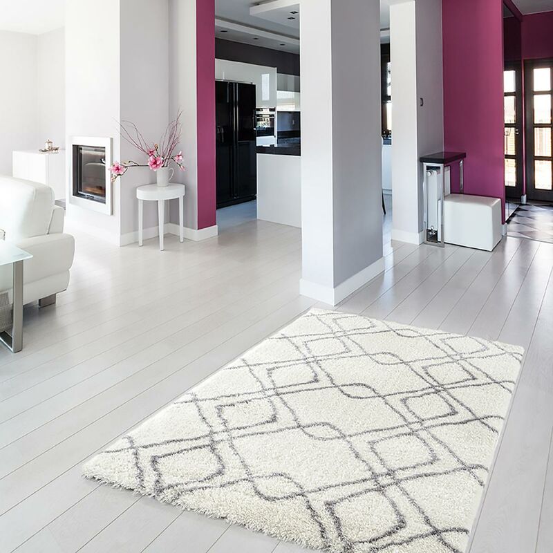 

Pearl Ma kj estilo berber alfombra gris poliéster - Blanc