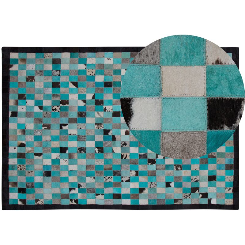 

Alfombra de piel turquesa/gris 140x200 cm NIKFER