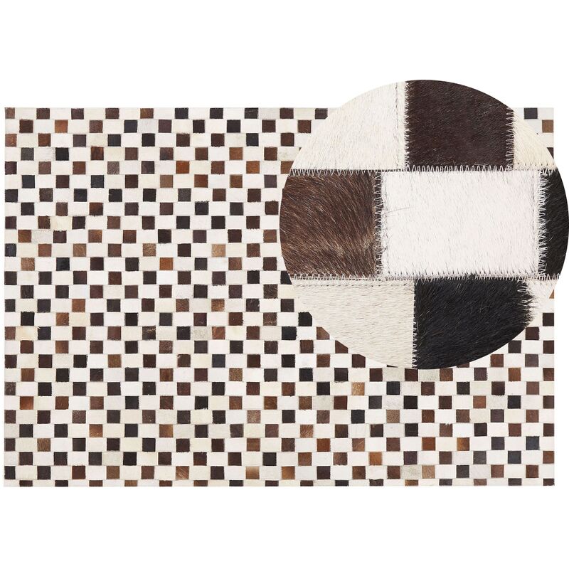 

Alfombra de piel beige/marrón patchwork 140x200 cm KAYABEY
