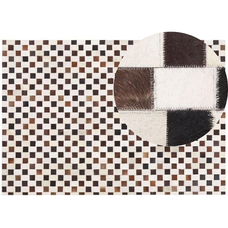 

Alfombra de piel beige/marrón patchwork 160x230 cm KAYABEY
