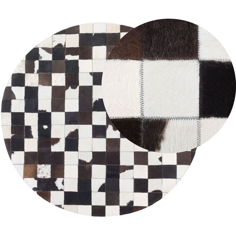 

Alfombra de piel blanco/negro ⌀ 140 cm BERGAMA