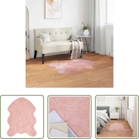Alfombra de piel de oveja -  Alfombra de Imitación de Piel de Oveja Tafalla Rosa 80 x 120 cm