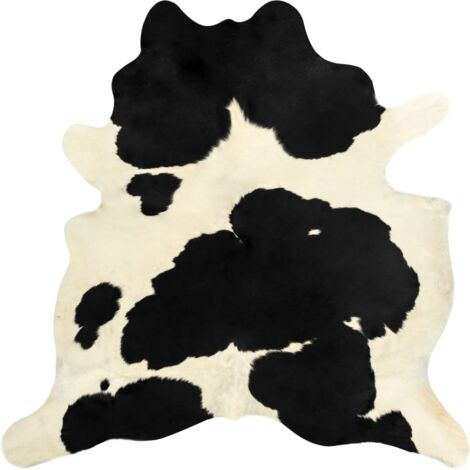Alfombra de piel de vaca auténtica Blanco y negro 150 x 170 cm DEC024016
