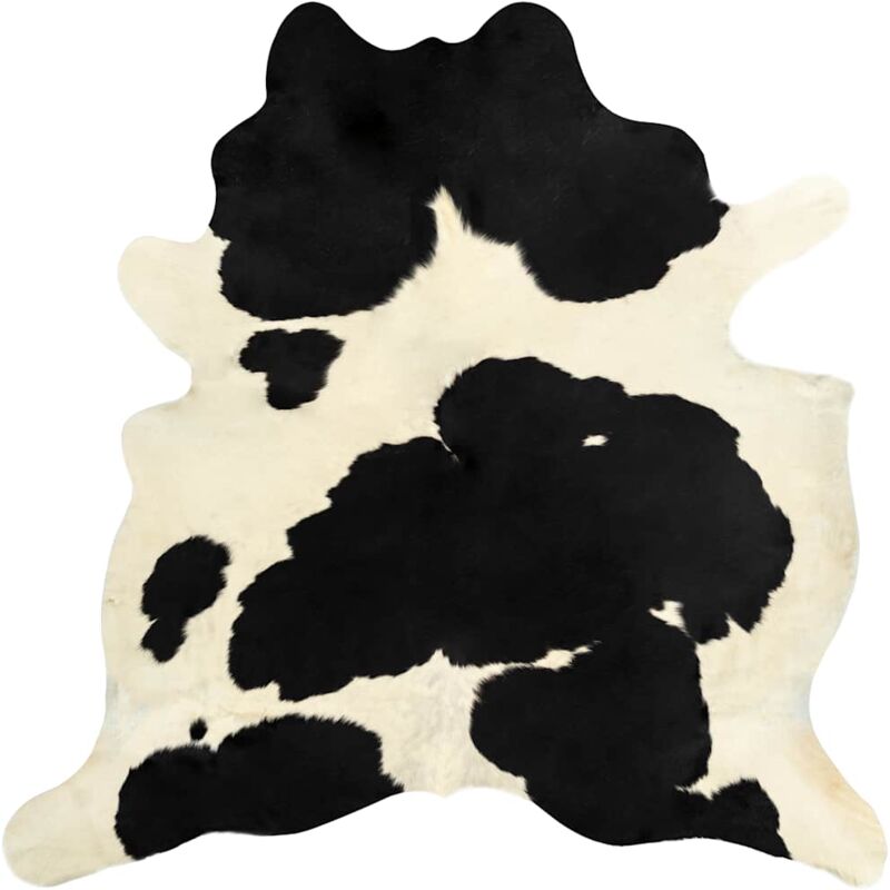 

vidaXL Alfombra de piel de vaca real negro y blanco 150x170 cm - Negro