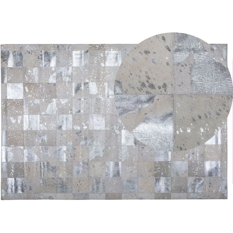 

Beliani - Alfombra de piel beige/plateado 140 x 200 cm YAZIR