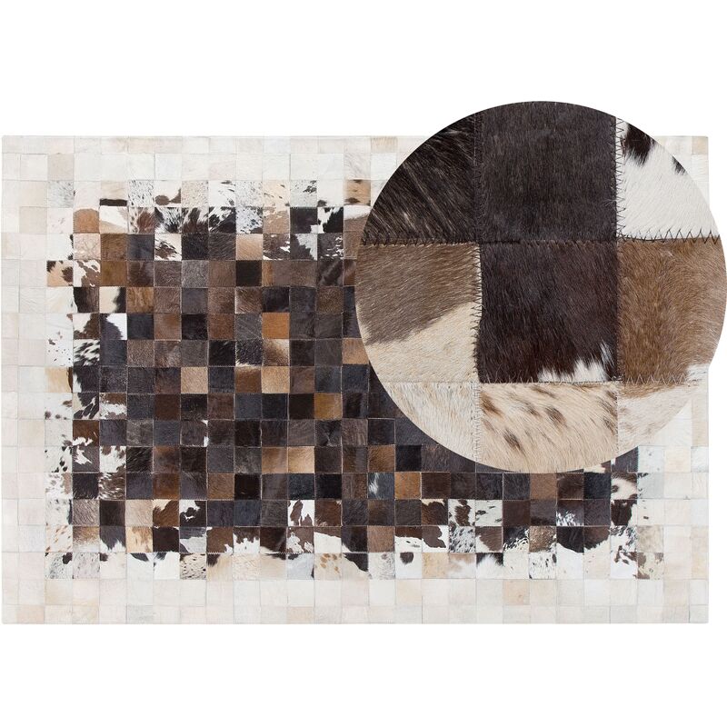 

Beliani - Alfombra de piel marrón/beige 140x200 cm OKCULU