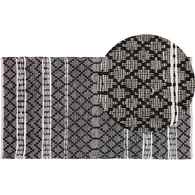 

Alfombra de piel negra/beige 80x150 cm FEHIMLI