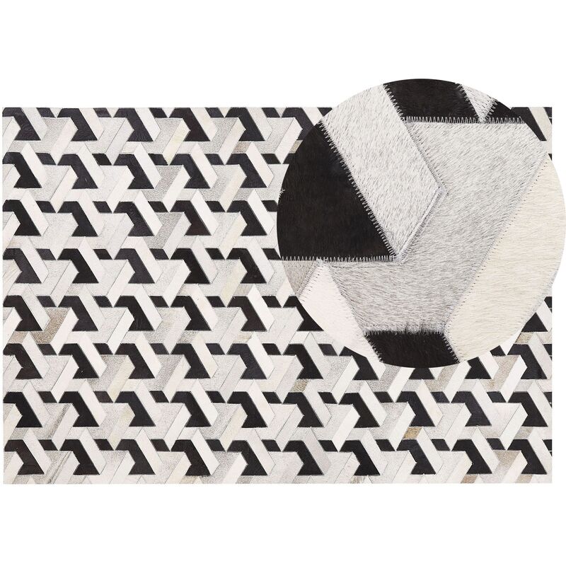 

Alfombra de piel negra/gris patchwork 140x200 cm NARMAN
