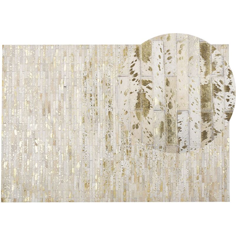 

Beliani - Alfombra de piel patchwork dorada/beige 140x200 cm TOKUL