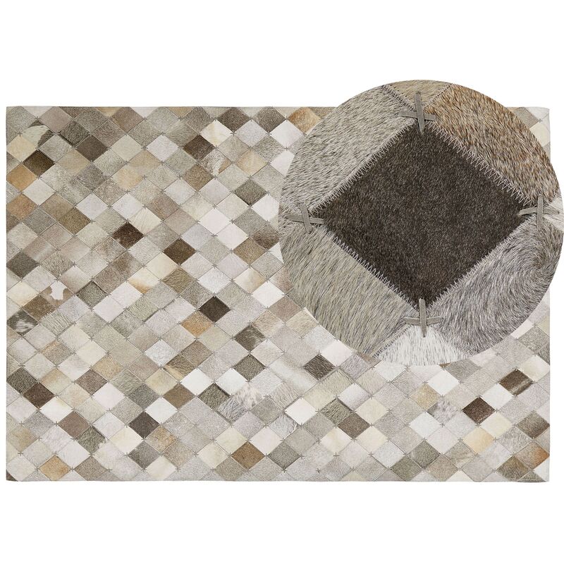 

Alfombra de piel patchwork gris/marrón 140x200 cm BANAZ