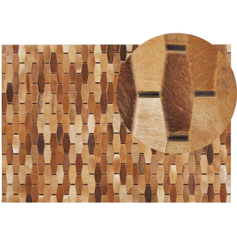 

Alfombra de piel patchwork marrón 140x200 cm DIGOR